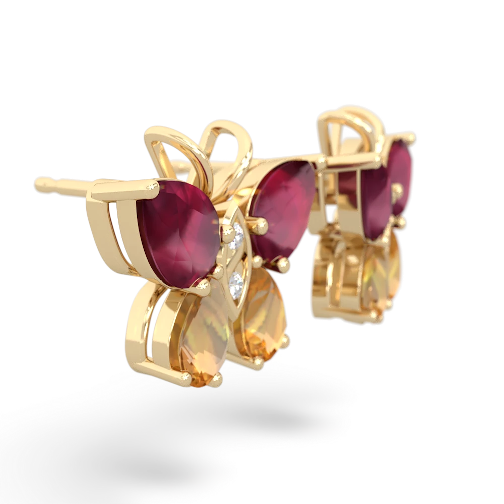 Ruby Butterfly 14K Yellow Gold earrings E2215