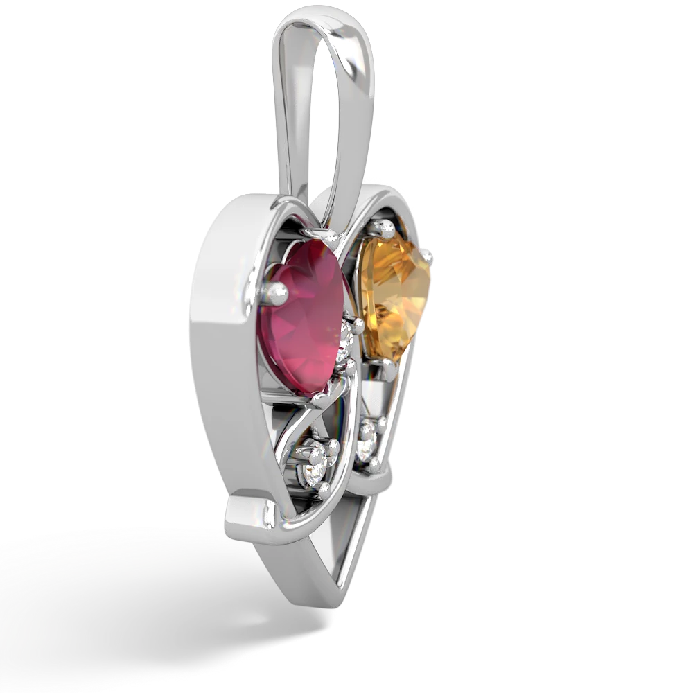 Ruby Celtic Trinity Heart 14K White Gold pendant P5331