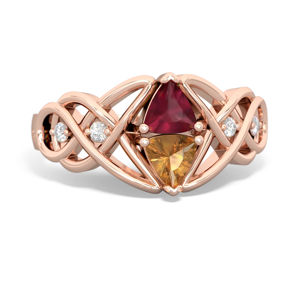 Ruby Keepsake Celtic Knot 14K Rose Gold ring R5300