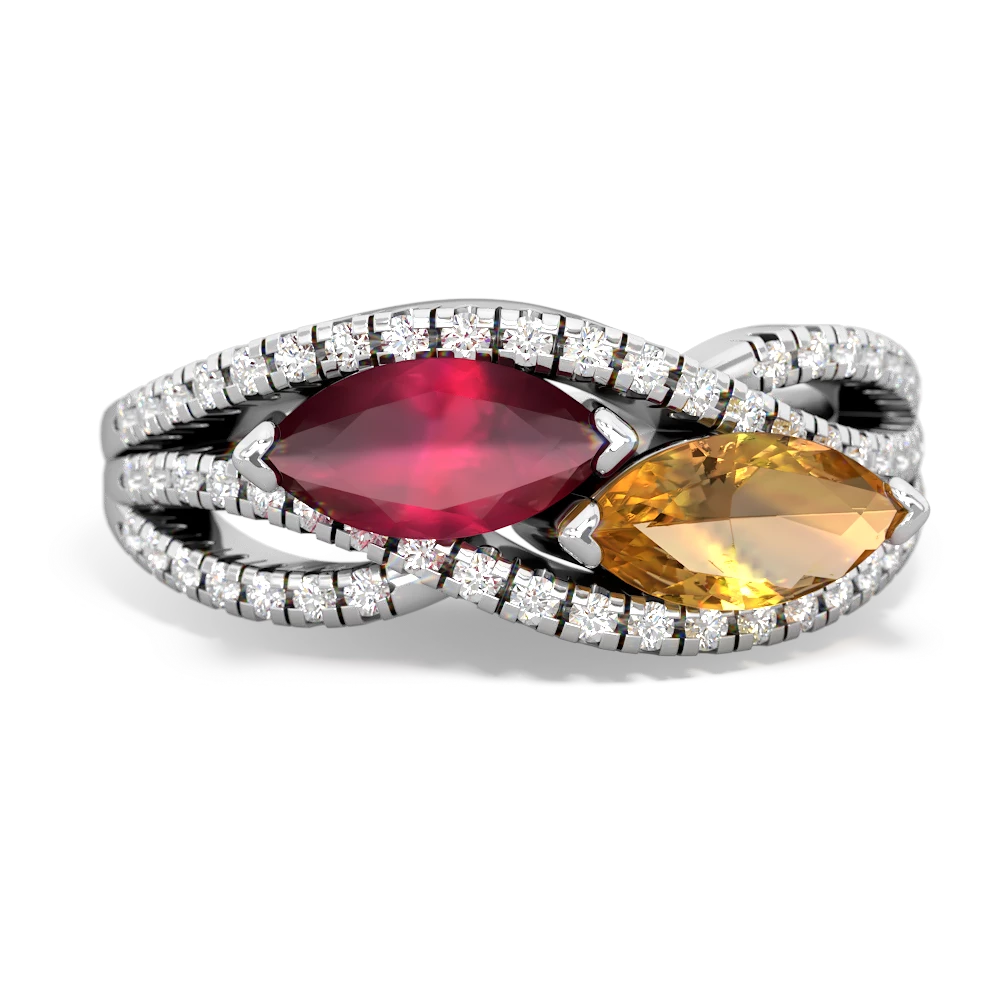 Ruby Diamond Rivers 14K White Gold ring R3070