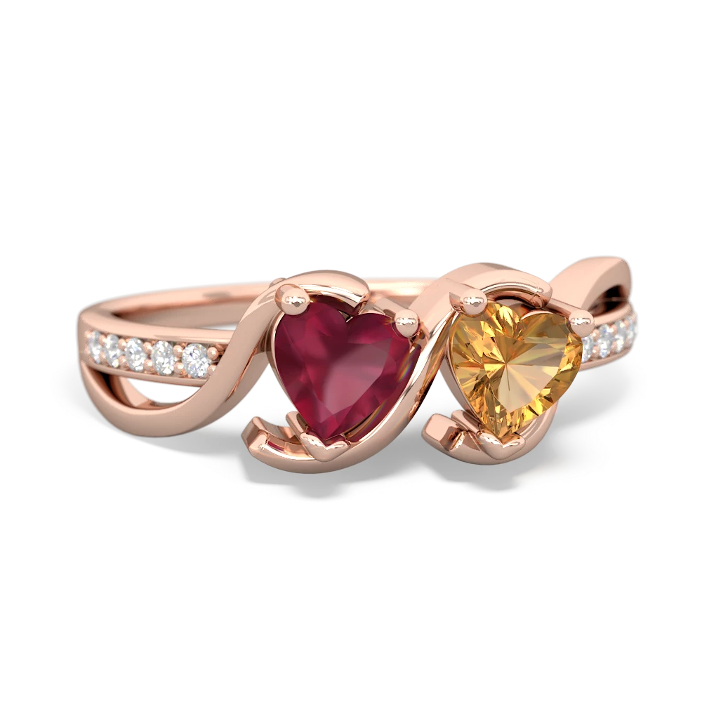 Ruby Side By Side 14K Rose Gold ring R3090