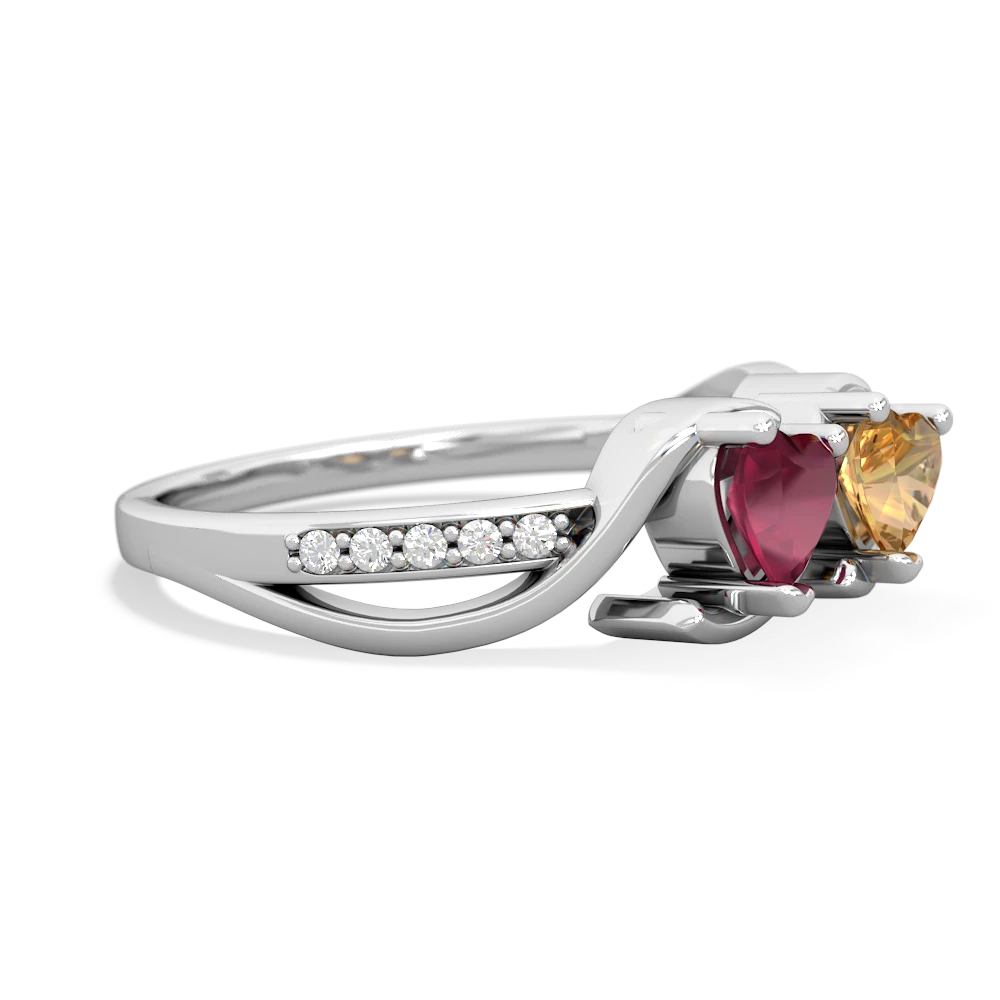 Ruby Side By Side 14K White Gold ring R3090