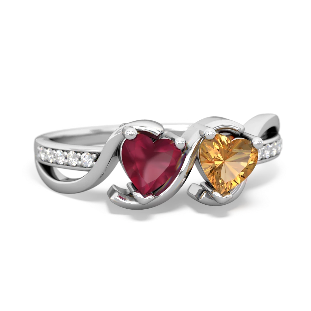 Ruby Side By Side 14K White Gold ring R3090