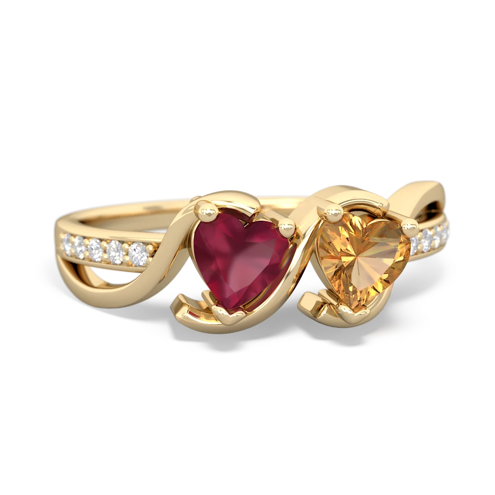 Ruby Side By Side 14K Yellow Gold ring R3090