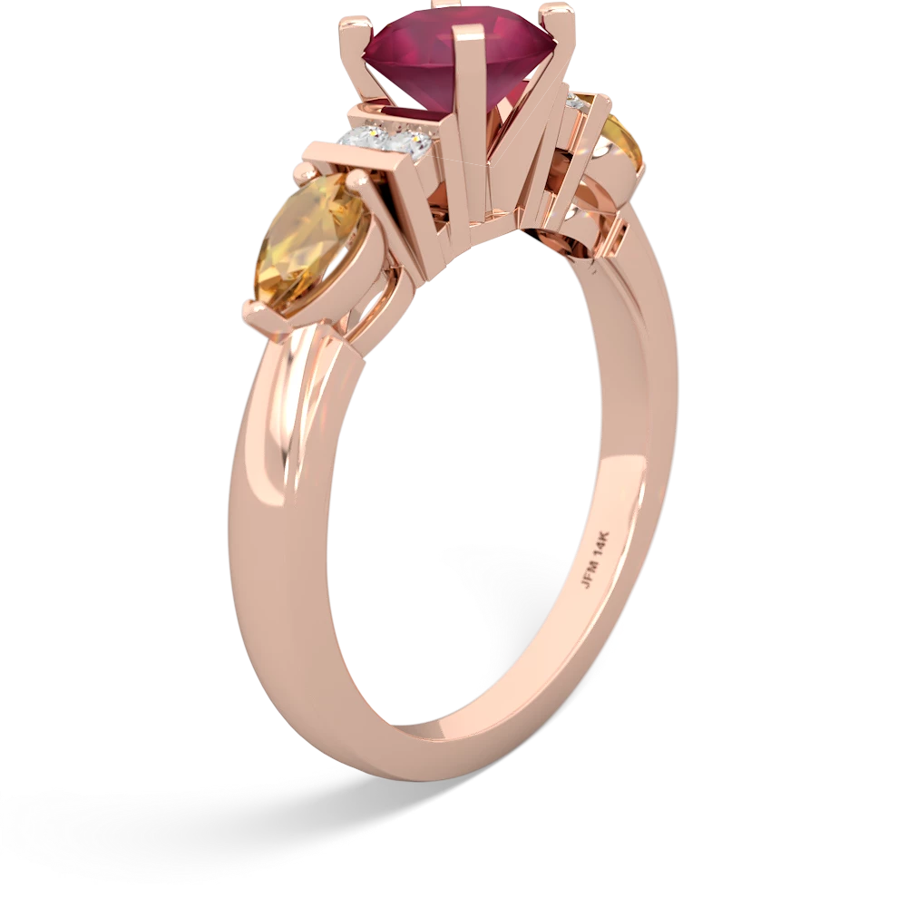 Ruby 6Mm Round Eternal Embrace Engagement 14K Rose Gold ring R2005