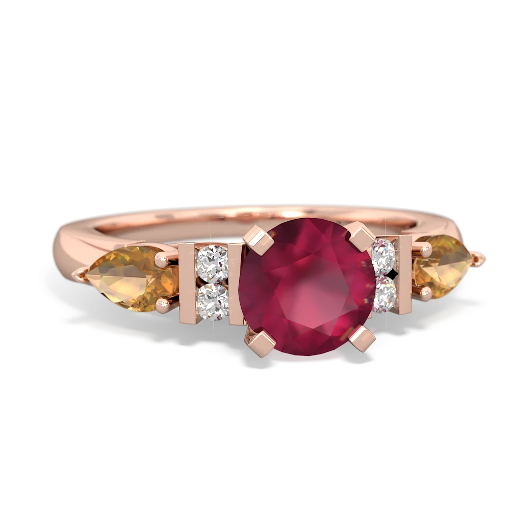 Ruby 6Mm Round Eternal Embrace Engagement 14K Rose Gold ring R2005