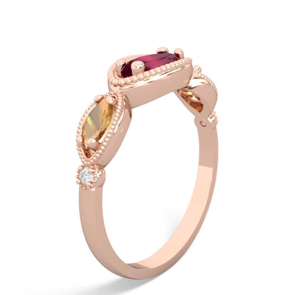 Ruby Milgrain Marquise 14K Rose Gold ring R5700