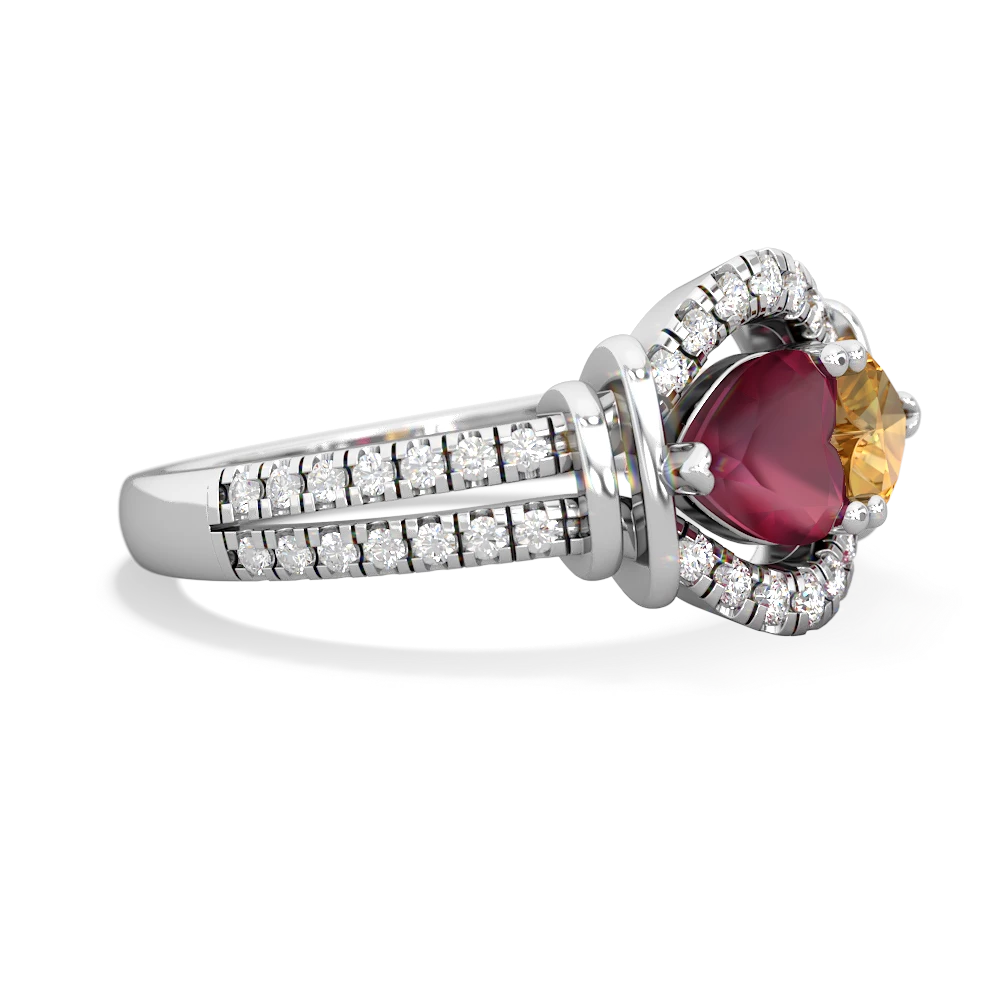 Ruby Art-Deco Keepsake 14K White Gold ring R5630