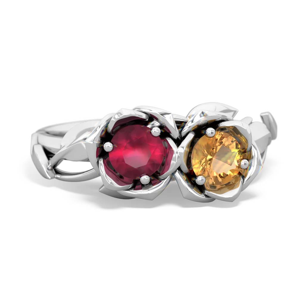 Ruby Rose Garden 14K White Gold ring R5510