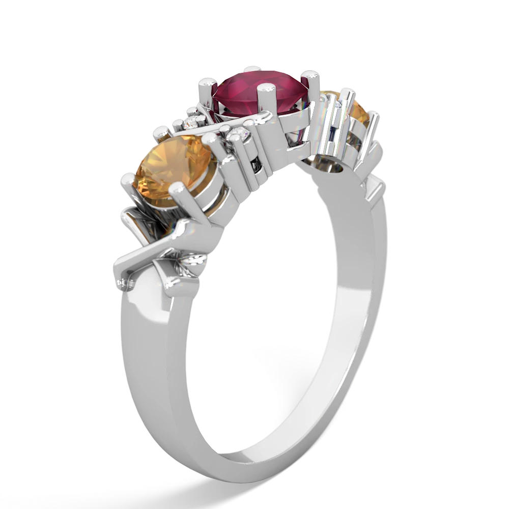 Ruby Hugs And Kisses 14K White Gold ring R5016