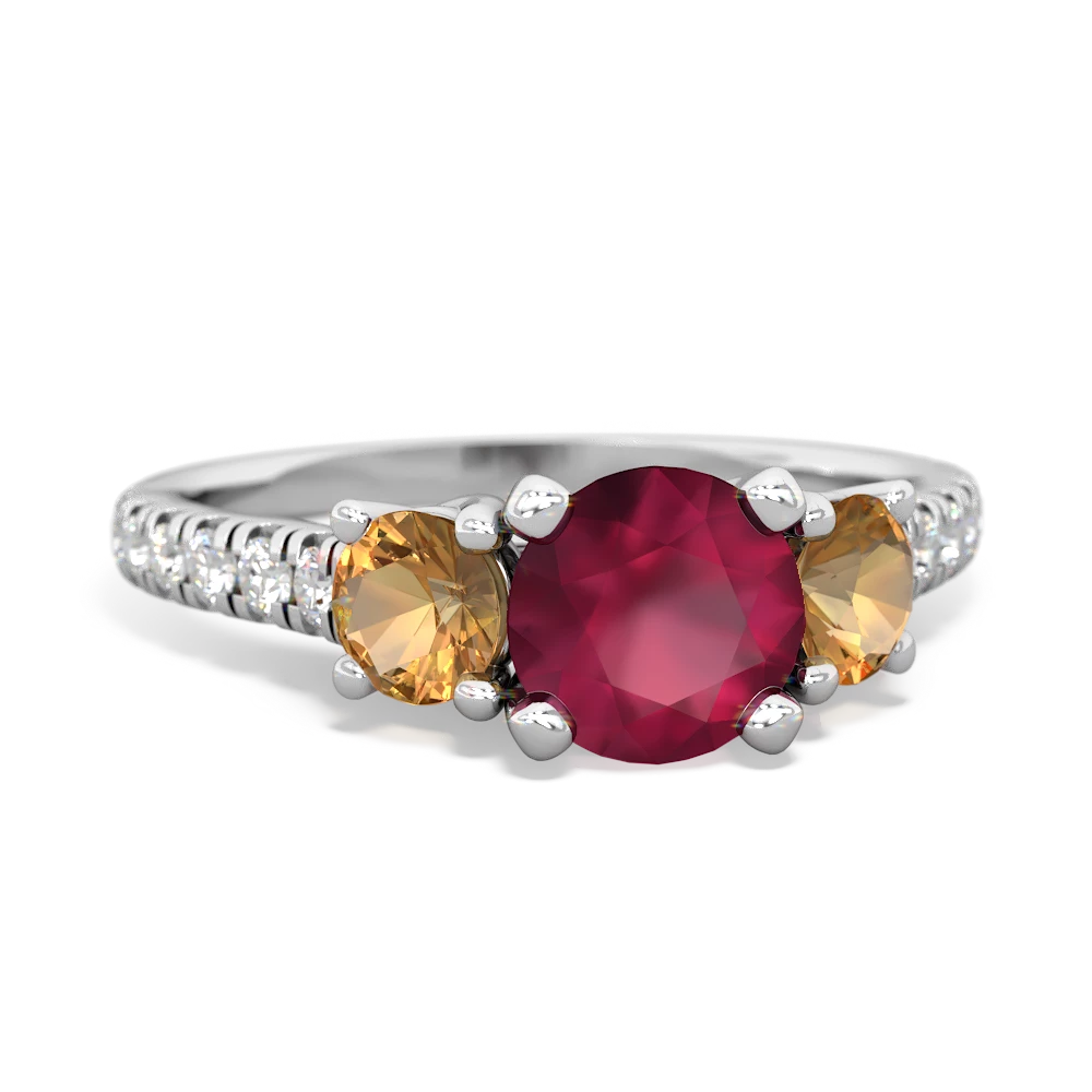 Ruby Pave Trellis 14K White Gold ring R5500