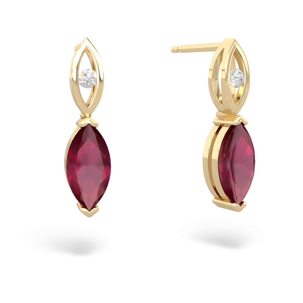 Ruby Marquise Drop 14K Yellow Gold earrings E5333