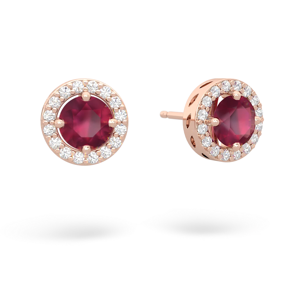 Ruby Halo 14K Rose Gold earrings E5320