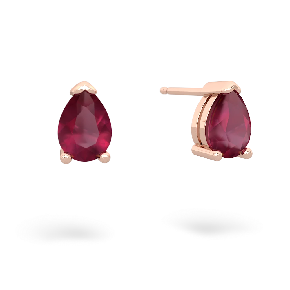 Ruby Teardrop Stud 14K Rose Gold earrings E1793