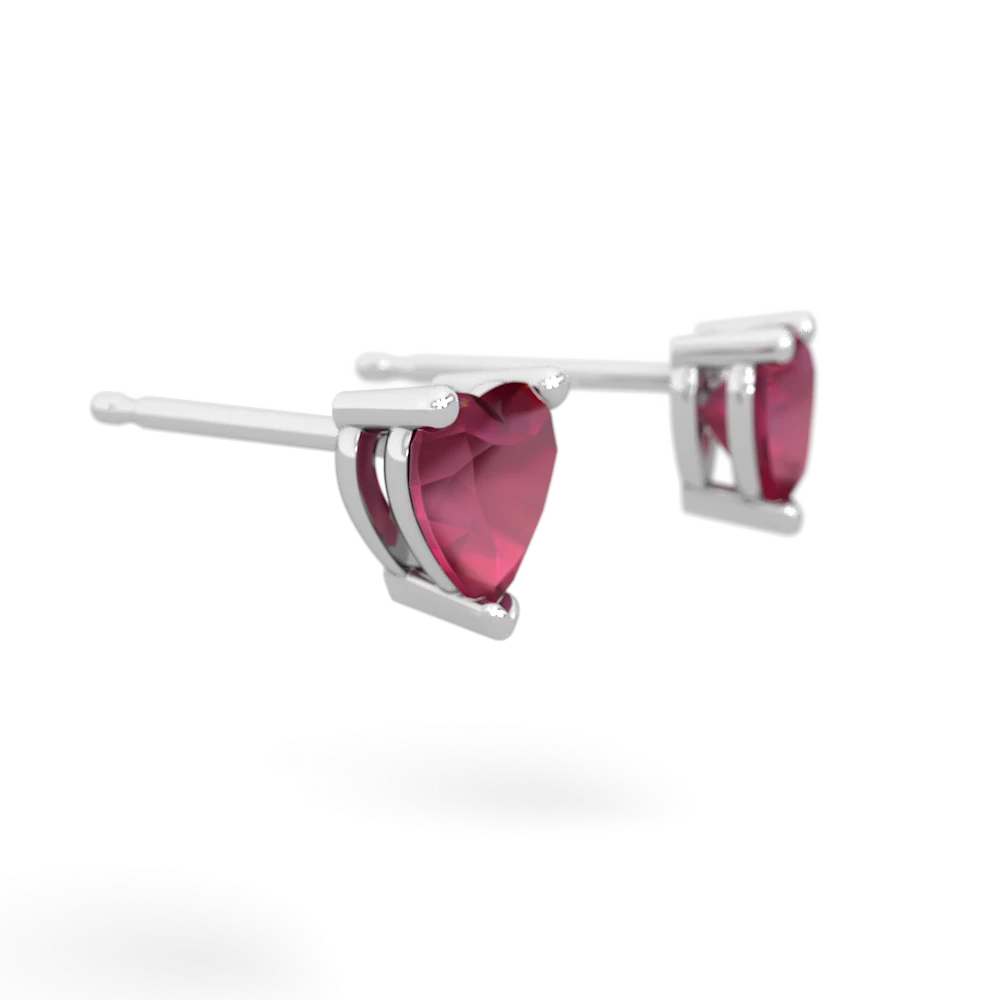 Ruby 5Mm Heart Stud 14K White Gold earrings E1861