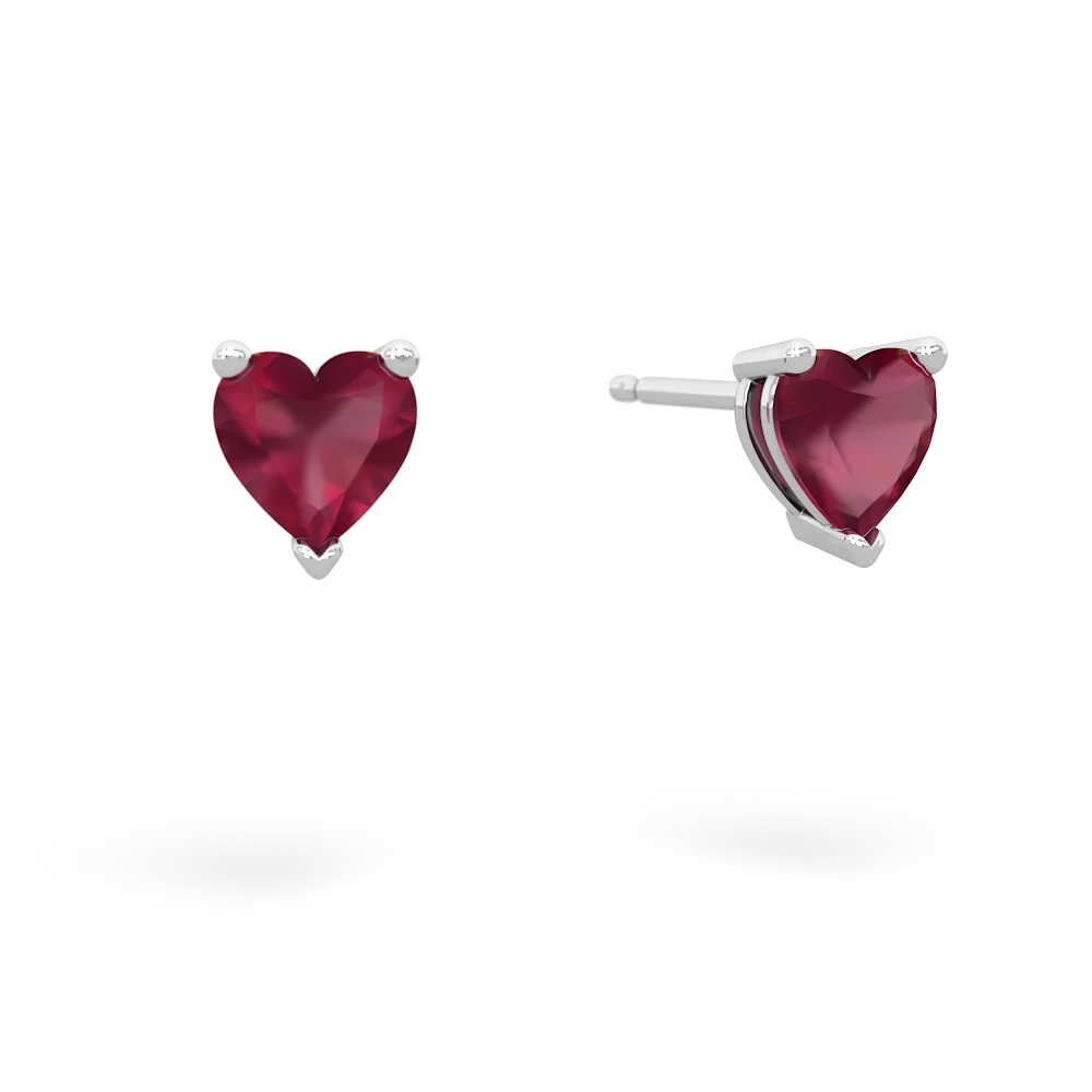 Ruby 5Mm Heart Stud 14K White Gold earrings E1861