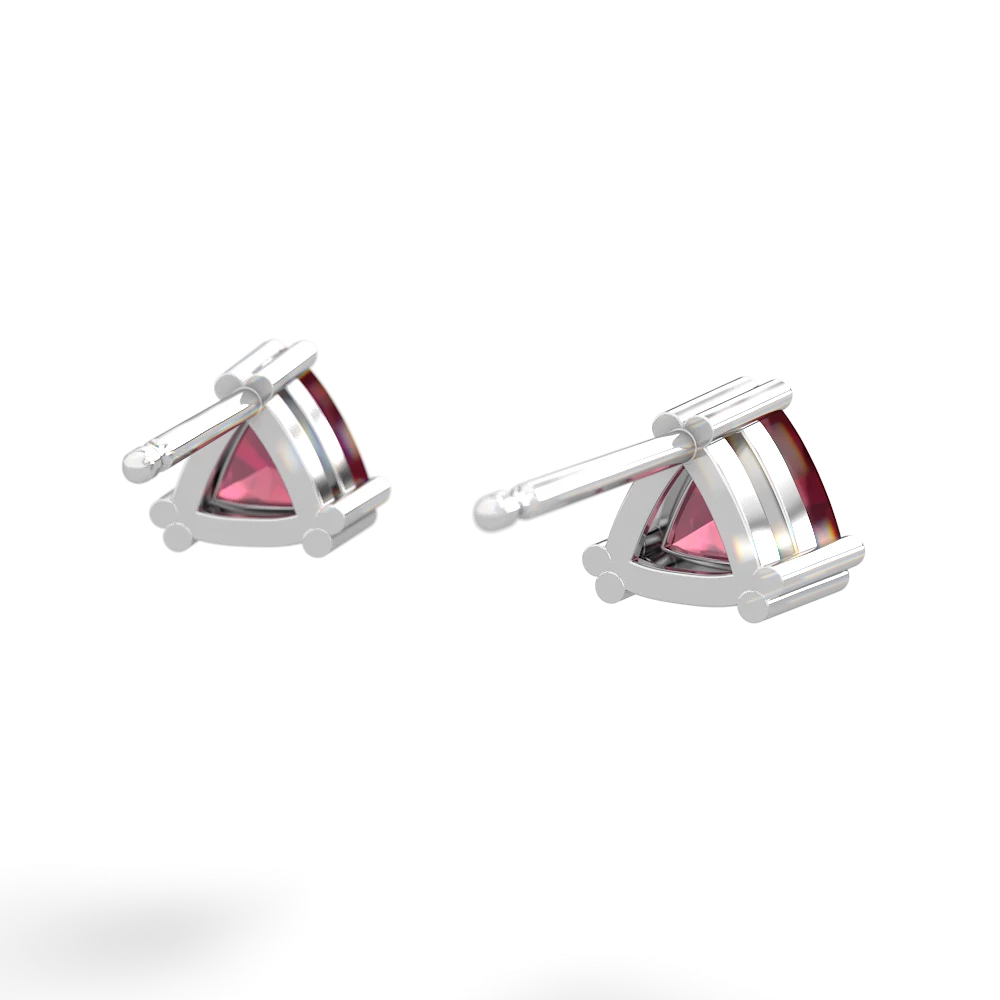 Ruby 5Mm Trillion Stud 14K White Gold earrings E1858