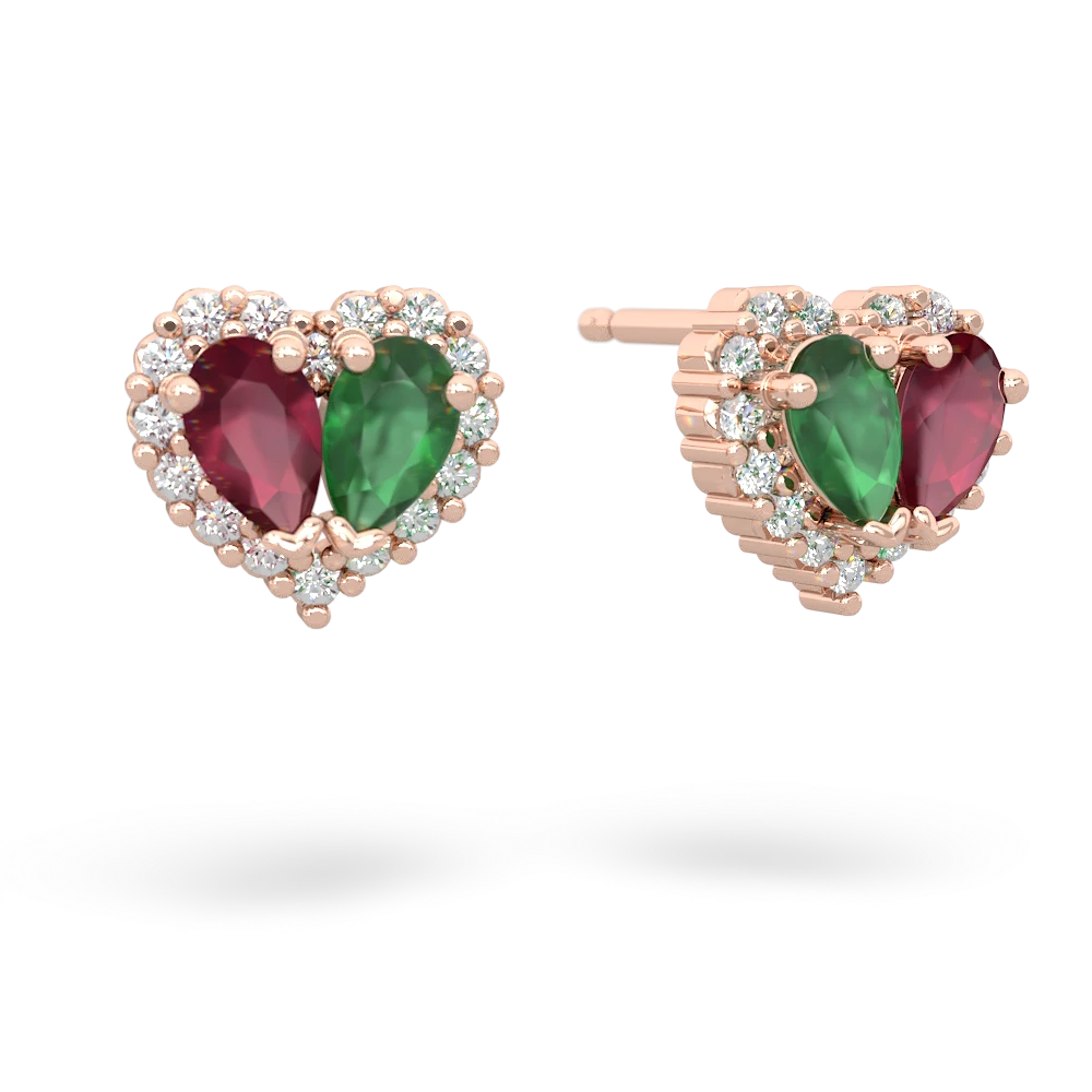 Ruby Halo 14K Rose Gold earrings E7008