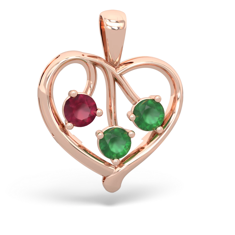 Ruby Glowing Heart 14K Rose Gold pendant P2233