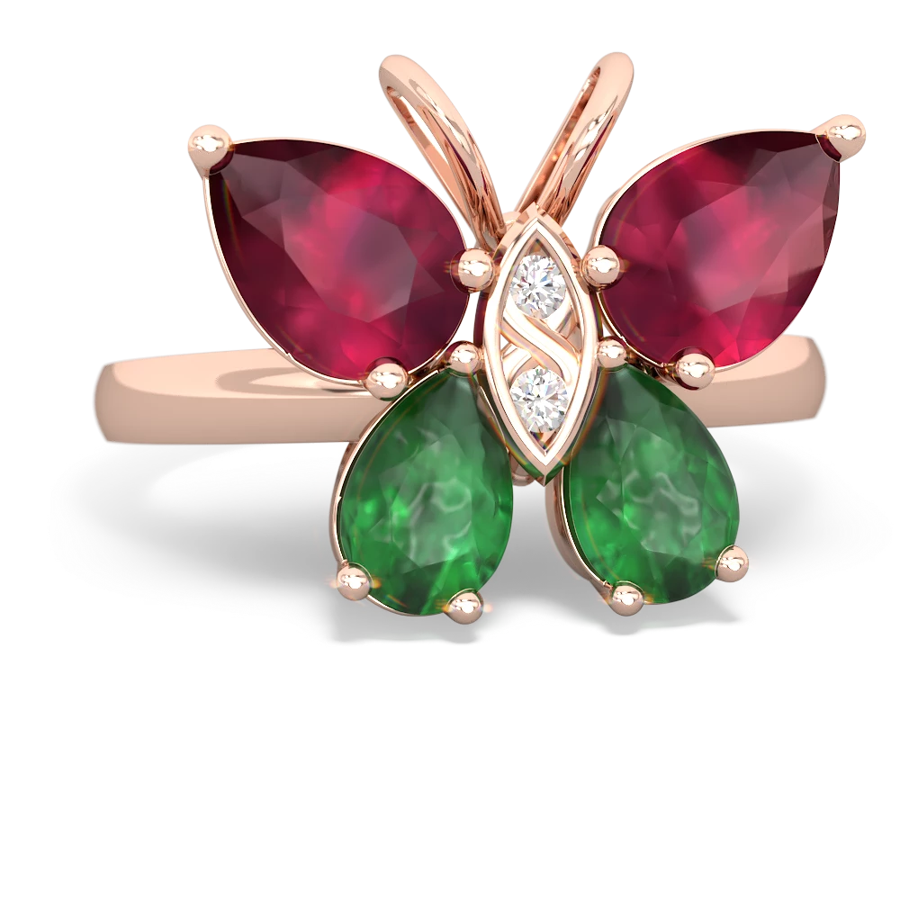 Ruby Butterfly 14K Rose Gold ring R2215