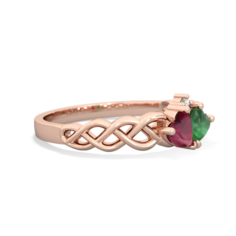 Ruby Heart To Heart Braid 14K Rose Gold ring R5870