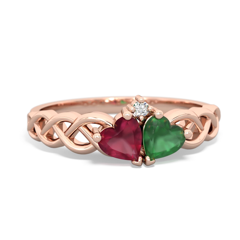 Ruby Heart To Heart Braid 14K Rose Gold ring R5870