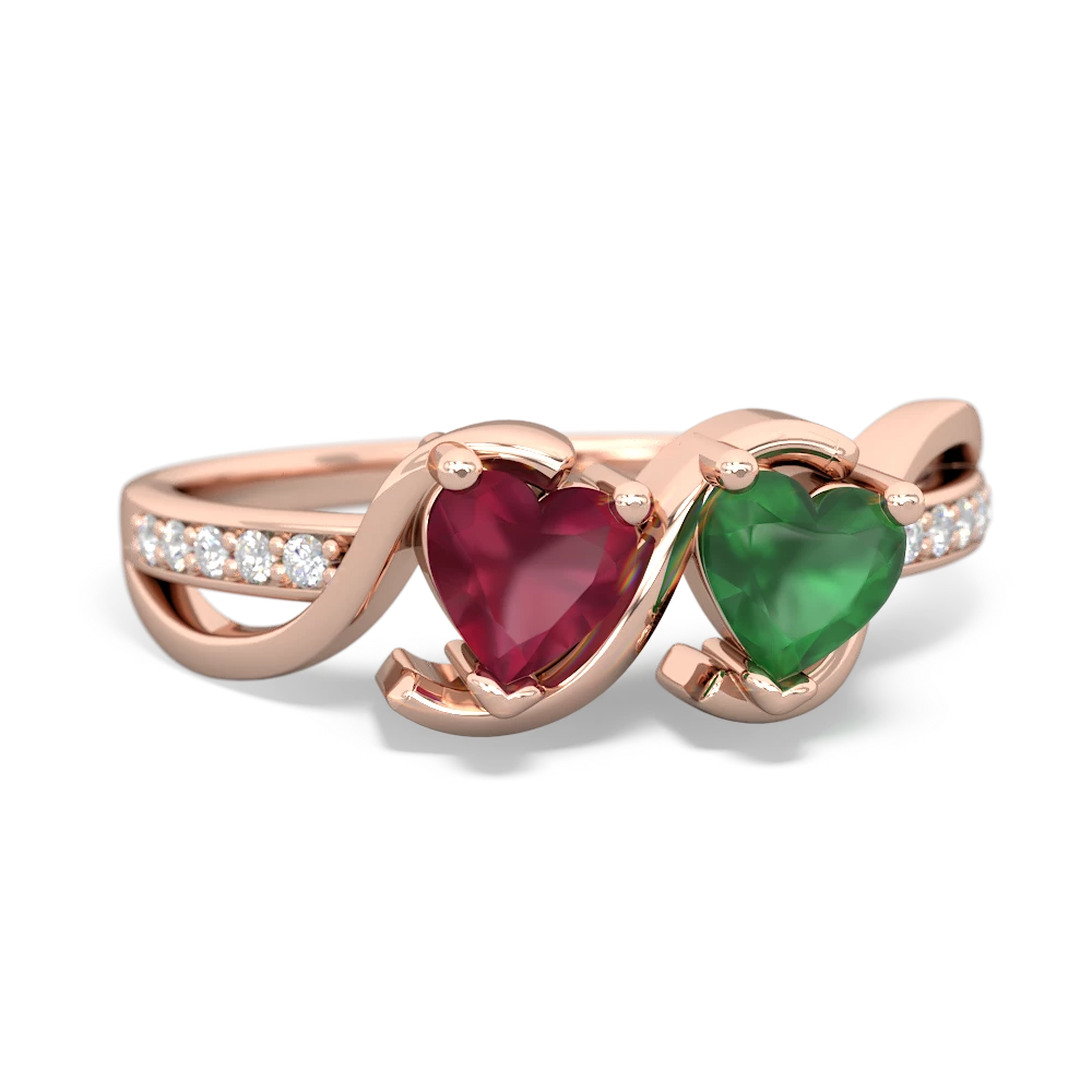 Ruby Side By Side 14K Rose Gold ring R3090