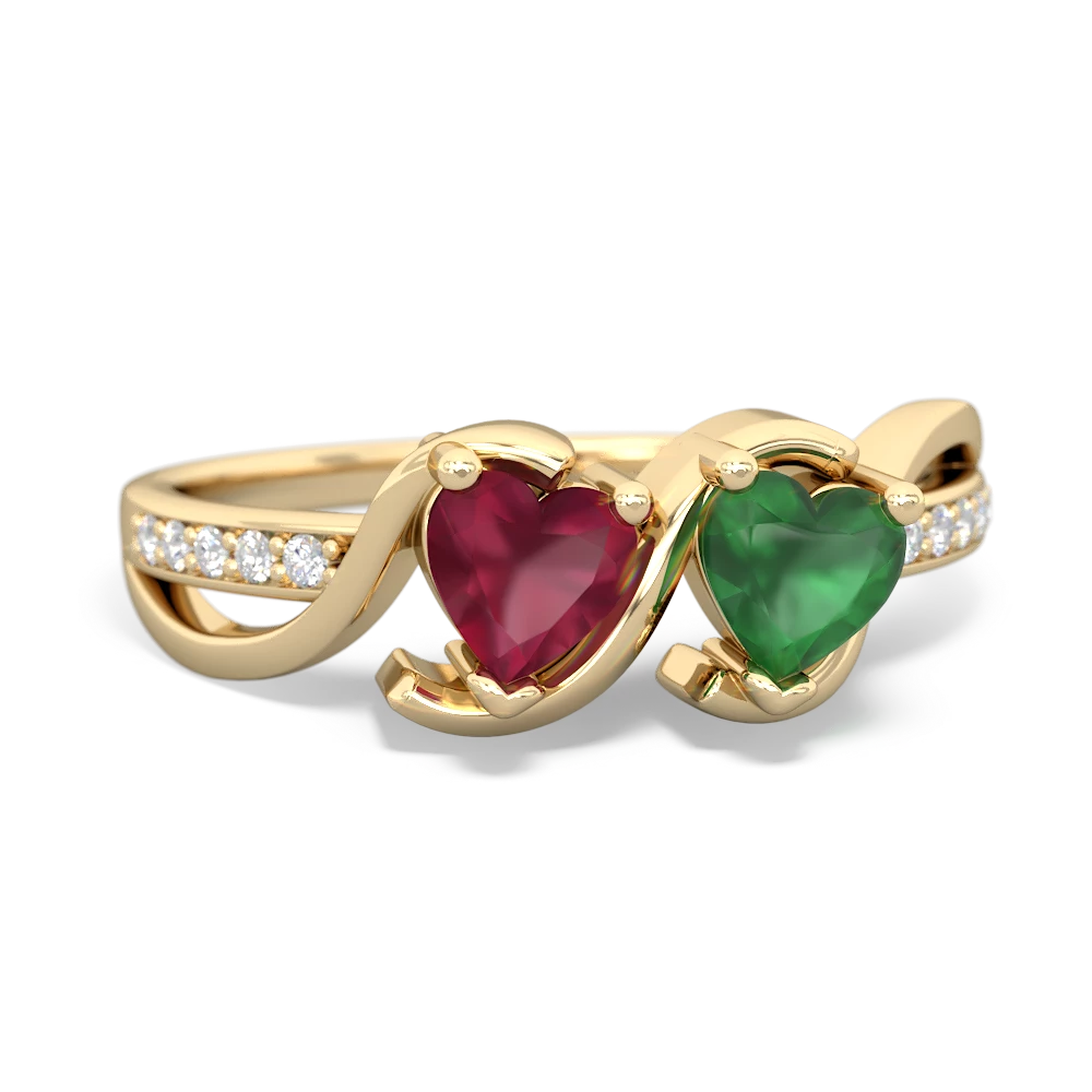 Ruby Side By Side 14K Yellow Gold ring R3090