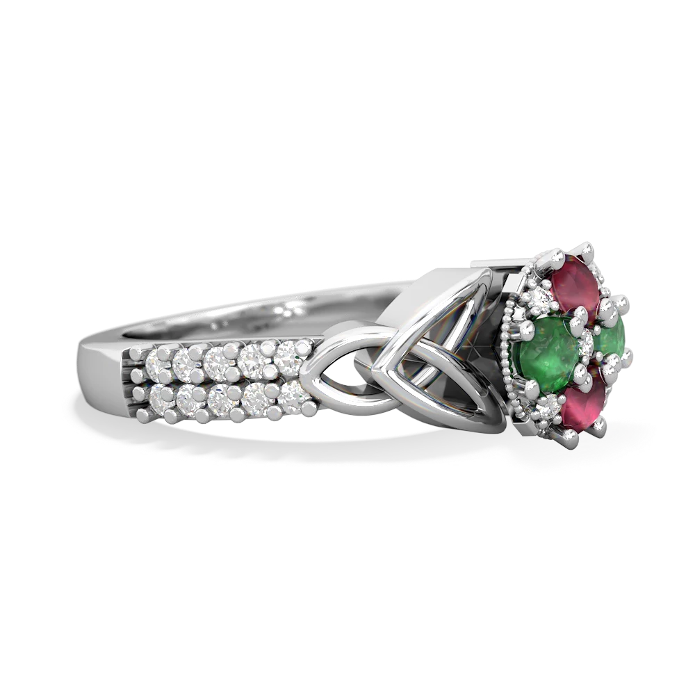 Ruby Celtic Knot Cluster Engagement 14K White Gold ring R26443RD