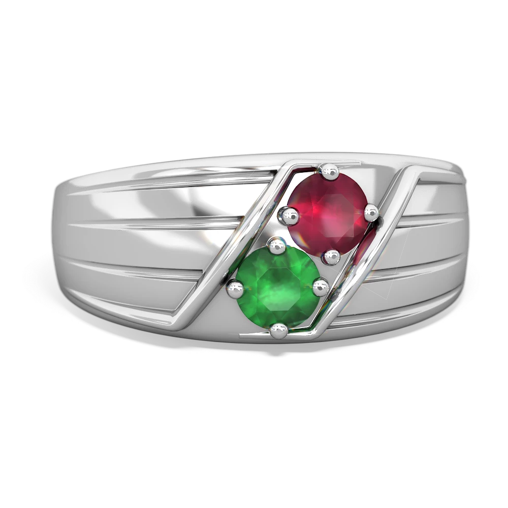 Ruby Men's Streamline 14K White Gold ring R0460