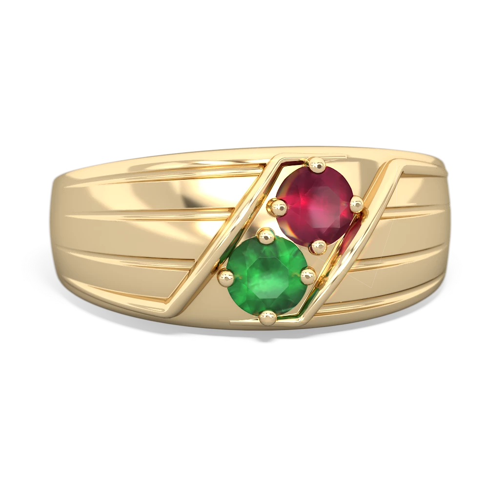 Ruby Men's Streamline 14K Yellow Gold ring R0460