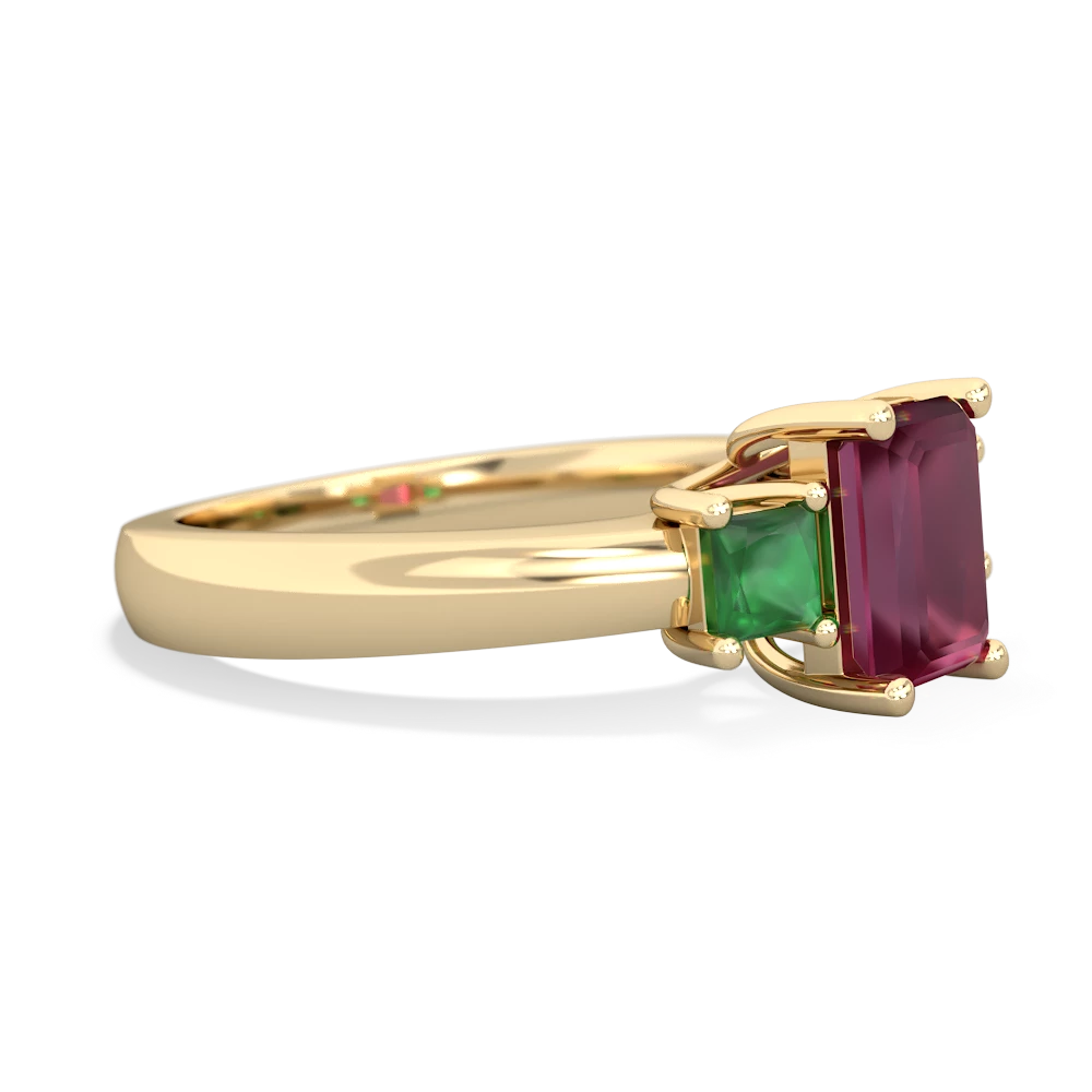 Emerald cut ruby on sale ring yellow gold