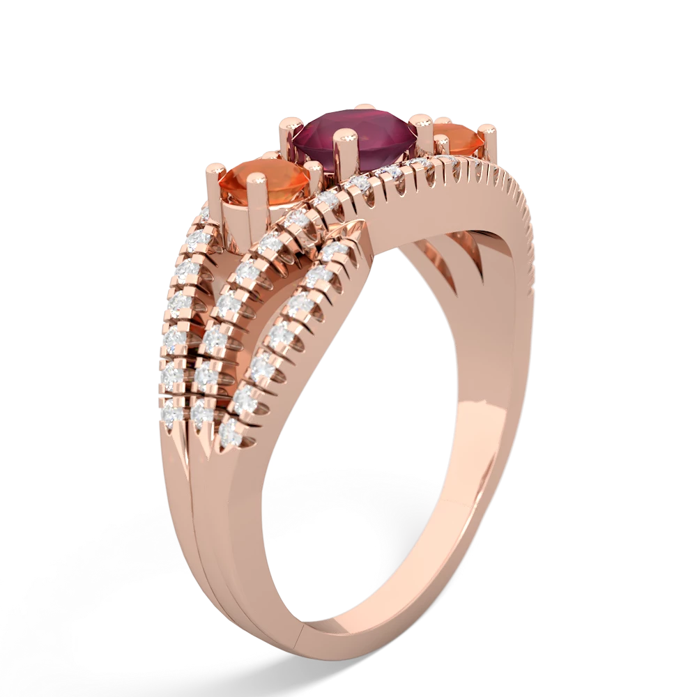 Ruby Three Stone Aurora 14K Rose Gold ring R3080