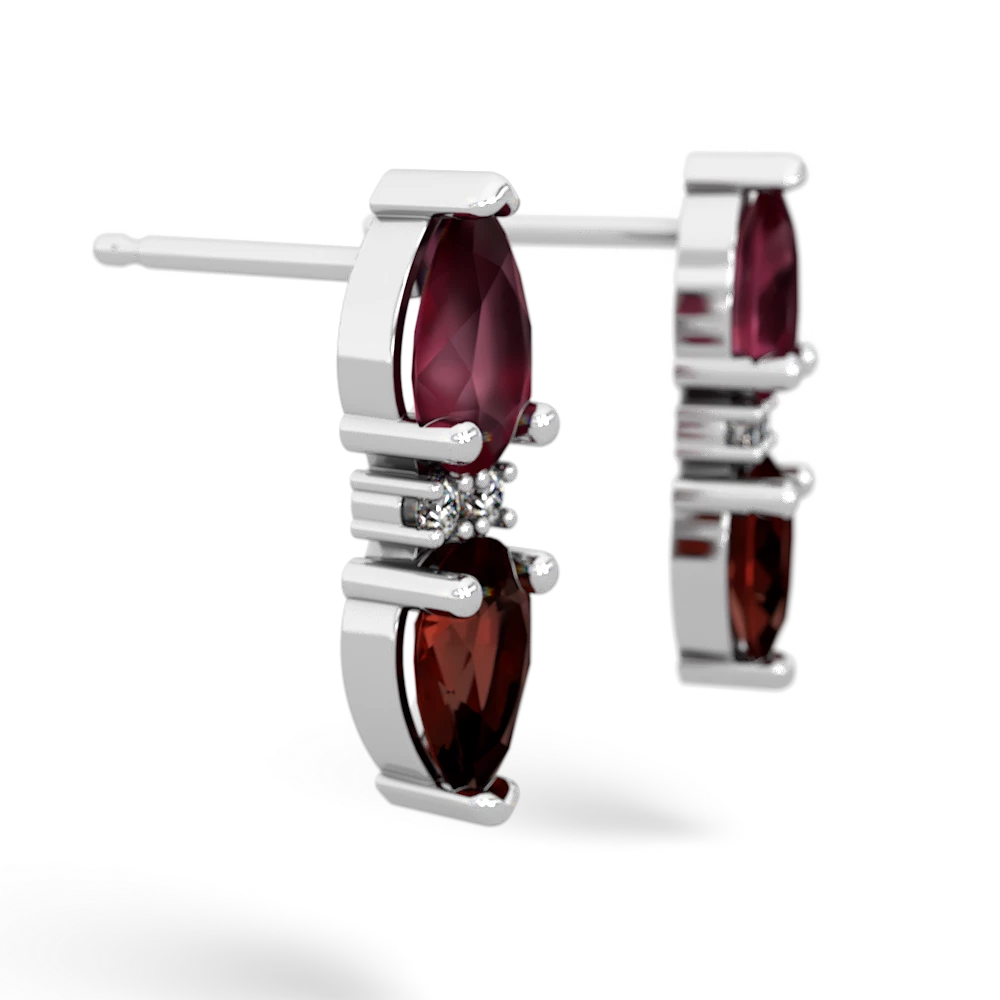 Ruby Bowtie Drop 14K White Gold earrings E0865