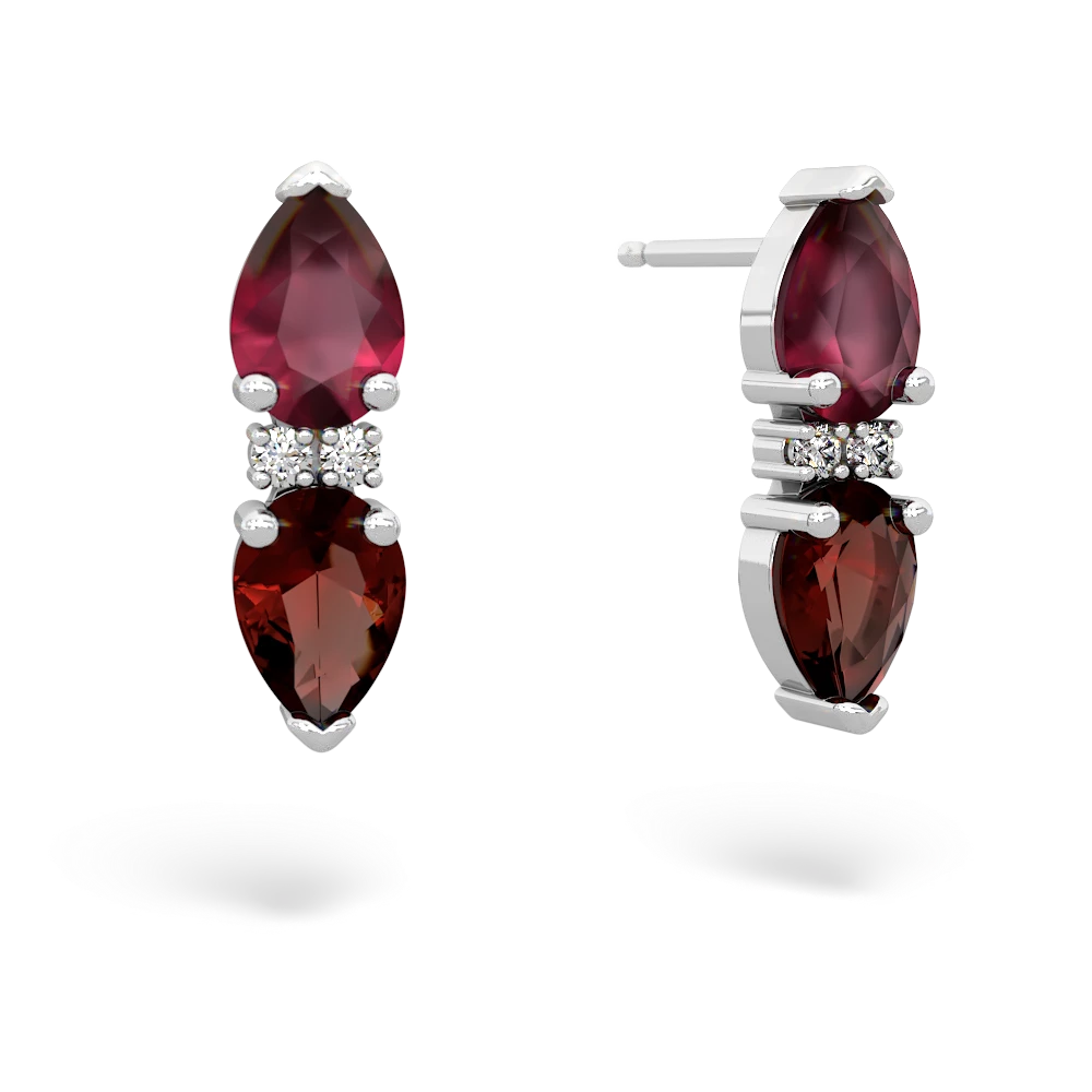 Ruby Bowtie Drop 14K White Gold earrings E0865