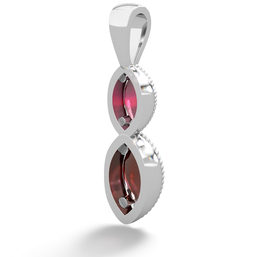 Ruby Antique-Style Halo 14K White Gold pendant P5700