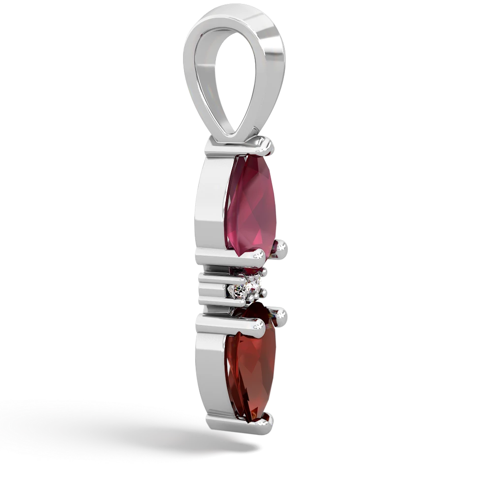 Ruby Bowtie Drop 14K White Gold pendant P0865