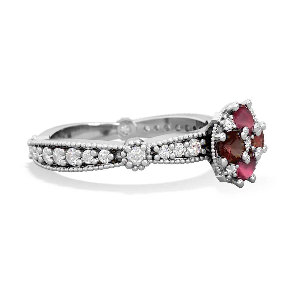 Ruby Sparkling Tiara Cluster 14K White Gold ring R26293RD