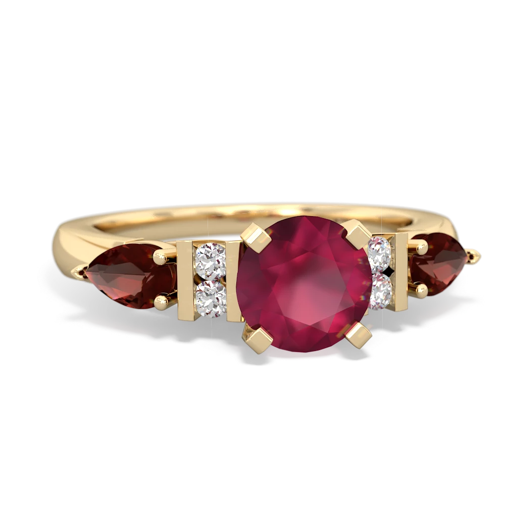 Ruby 6Mm Round Eternal Embrace Engagement 14K Yellow Gold ring R2005