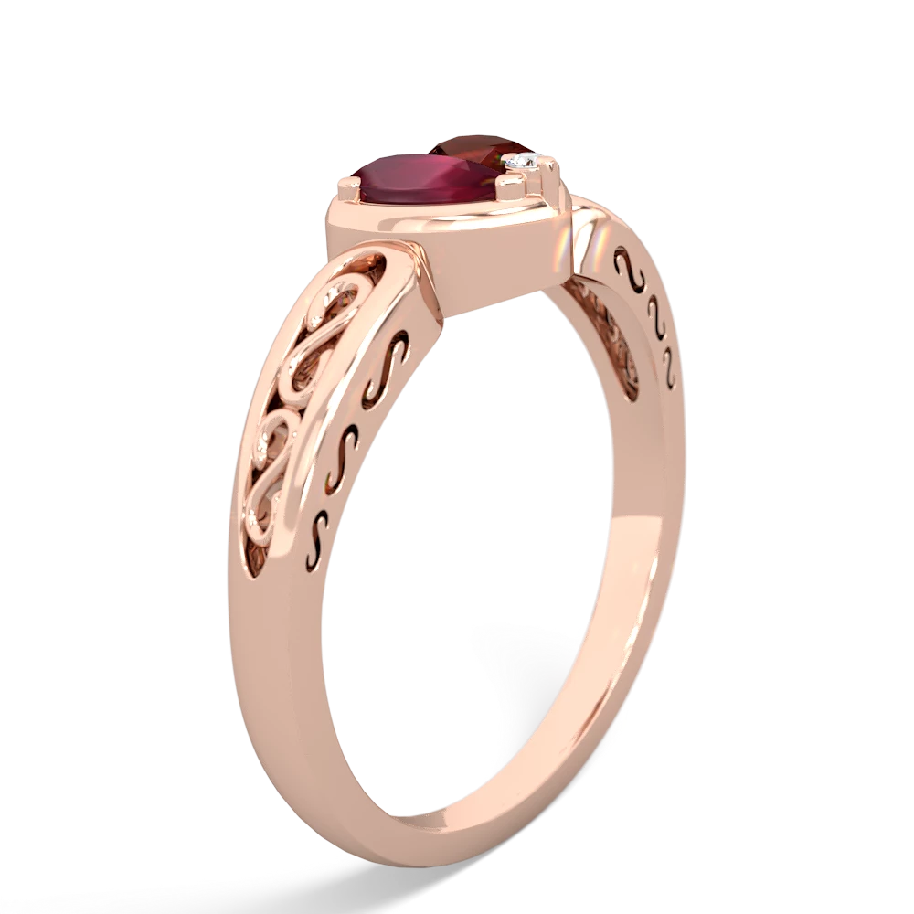 Ruby Filligree 'One Heart' 14K Rose Gold ring R5070