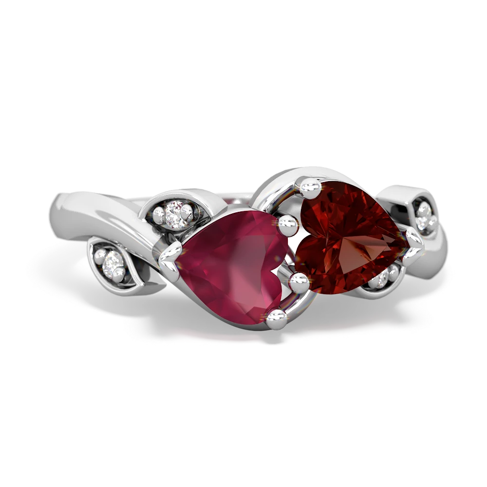 Ruby Floral Elegance 14K White Gold ring R5790