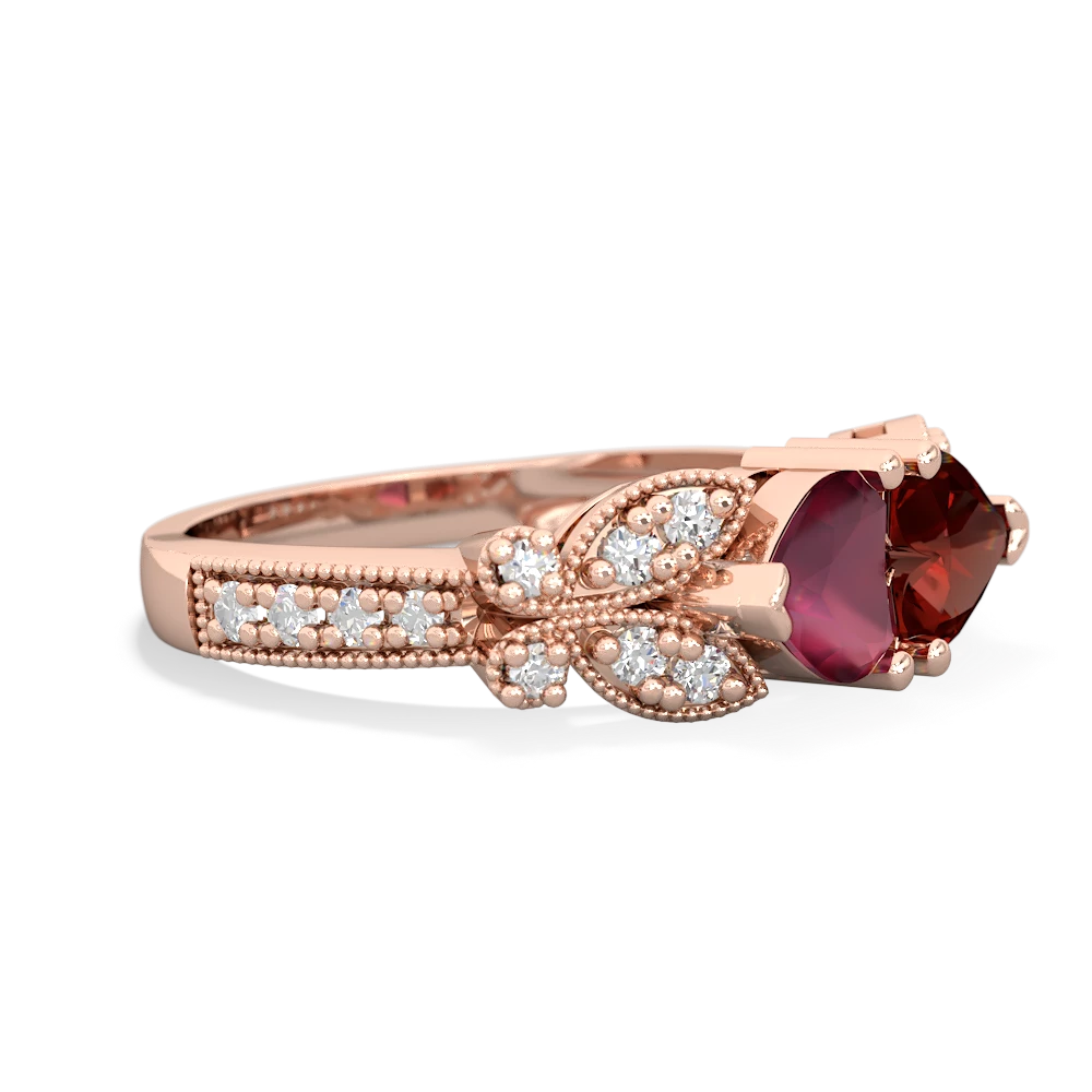 Ruby Diamond Butterflies 14K Rose Gold ring R5601