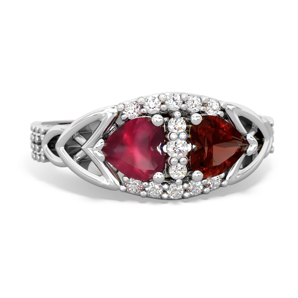 Ruby Sparkling Celtic Knot 14K White Gold ring R2645