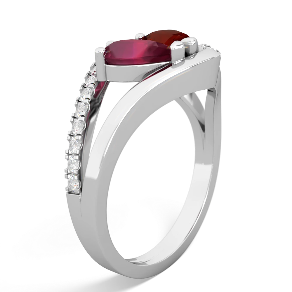 Ruby Nestled Heart Keepsake 14K White Gold ring R5650