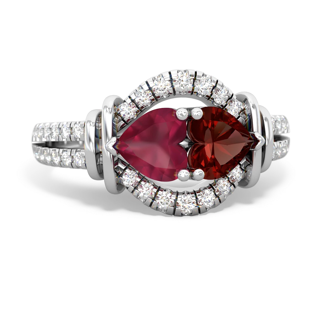 Ruby Art-Deco Keepsake 14K White Gold ring R5630