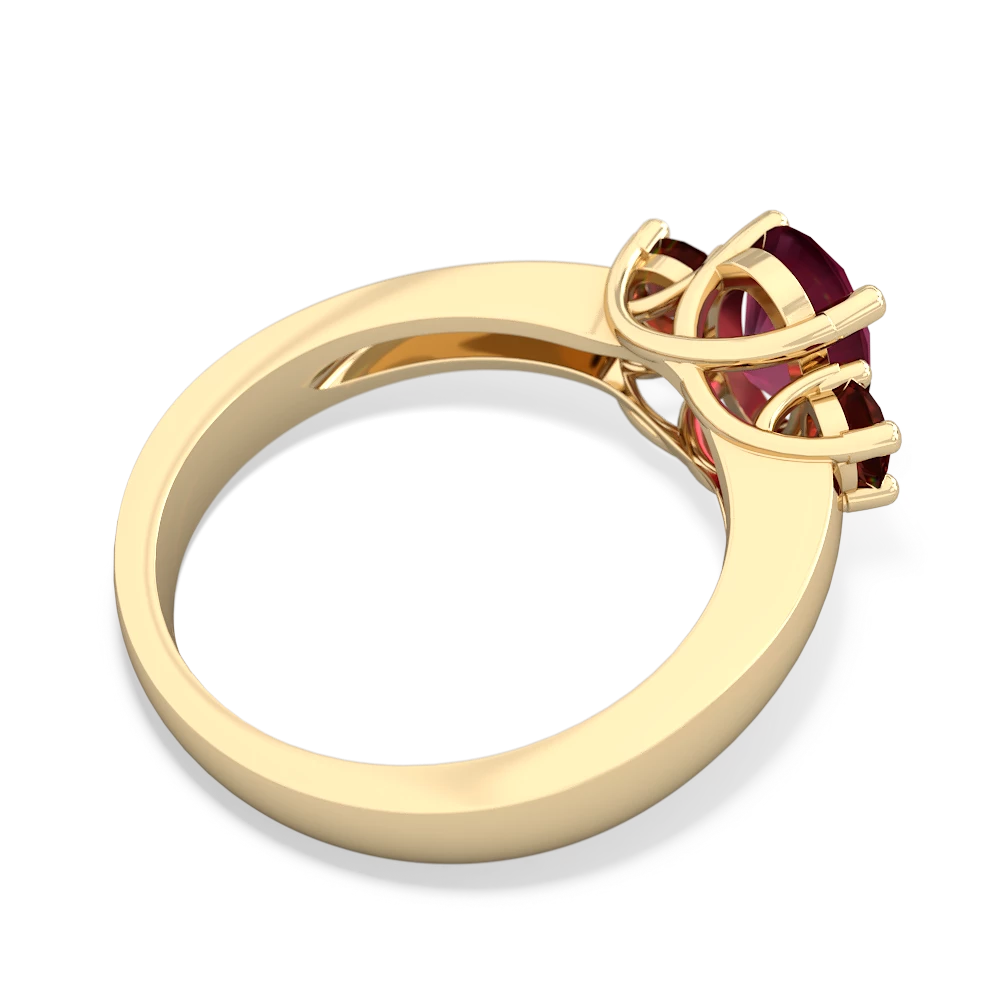 Ruby Three Stone Oval Trellis 14K Yellow Gold ring R4024