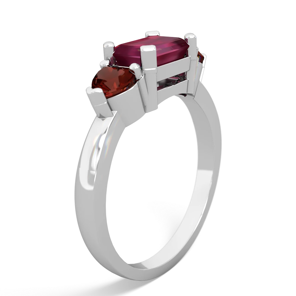 Ruby Three Stone 14K White Gold ring R5235