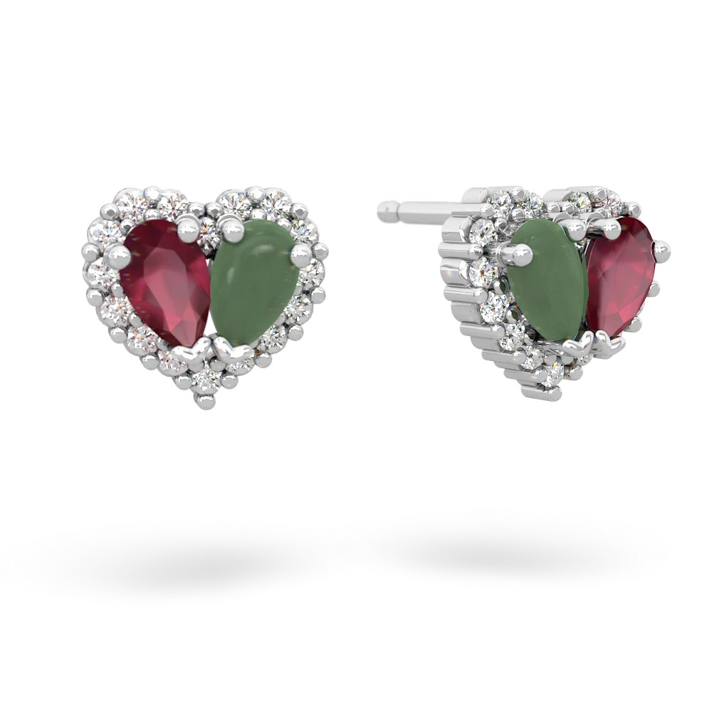 Ruby Halo 14K White Gold earrings E7008