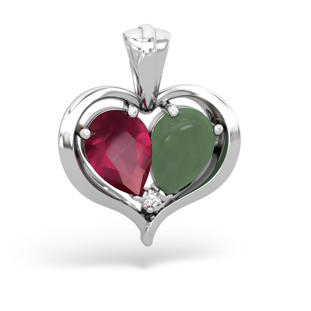 Ruby Two Become One 14K White Gold pendant P5330