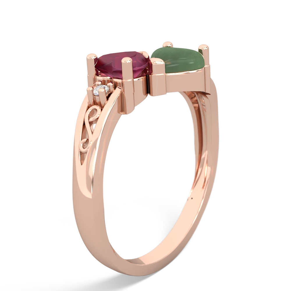 Ruby Snuggling Hearts 14K Rose Gold ring R2178